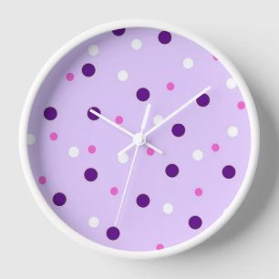 Purple with Pink Polka Dots Wall Clock