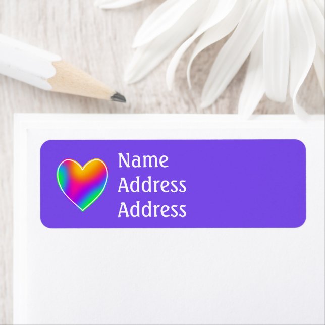 Purple with Rainbow Heart Return Address Labels (Insitu)