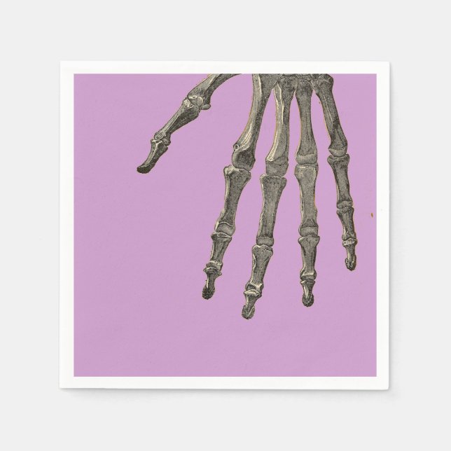 Purple With Skeleton Hand Halloween Napkin (Front)