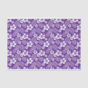 PURPLE WITH TROPICAL WHITE HIBISCUS FLOWERS TISSUE PAPER