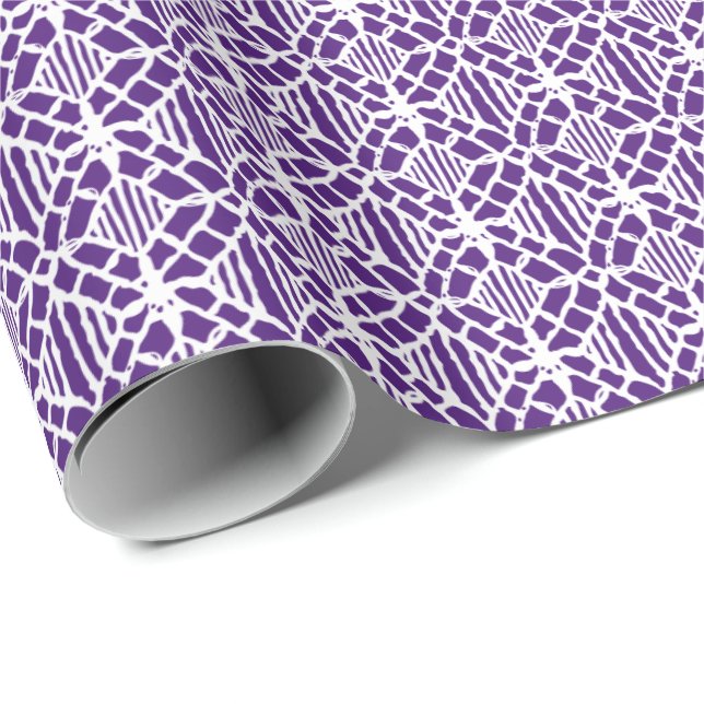 Purple With White Crochet Lace Pattern Wrapping Paper (Roll Corner)