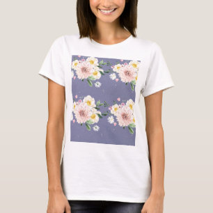 Purple with white flowers T-Shirt