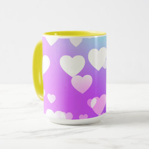 Purple with white hearts two toned coffee and tea  mug