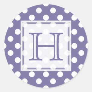 Purple With White Polka-dot Monogram Stickers