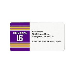 Purple with Yellow White Stripes Team Jersey Label