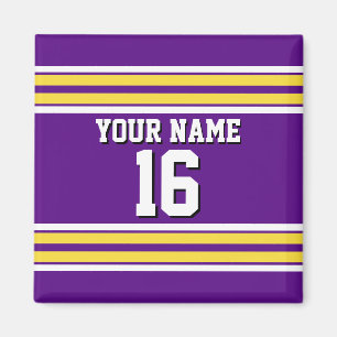 Purple with Yellow White Stripes Team Jersey Magnet