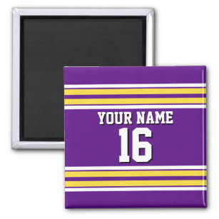 Purple with Yellow White Stripes Team Jersey Magnet