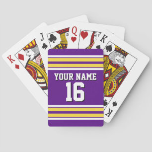 Purple with Yellow White Stripes Team Jersey Playing Cards