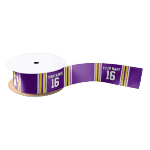 Purple with Yellow White Stripes Team Jersey Satin Ribbon