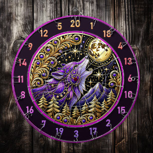 Purple Wolf Against Starry Night Skies Dartboard