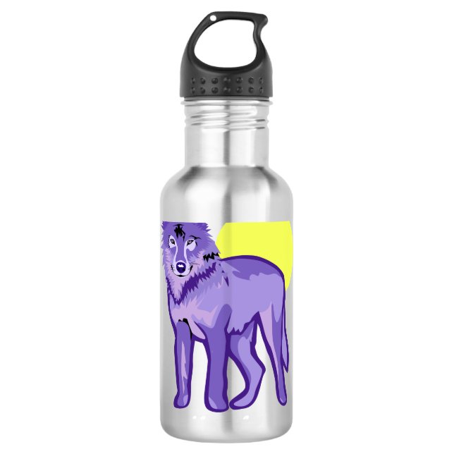 Purple Wolf Full Moon 710 Ml Water Bottle (Front)