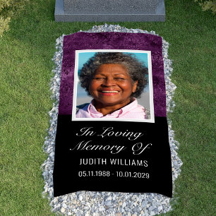 Purple Woman In Loving Memory Grave Cover Blanket Banner