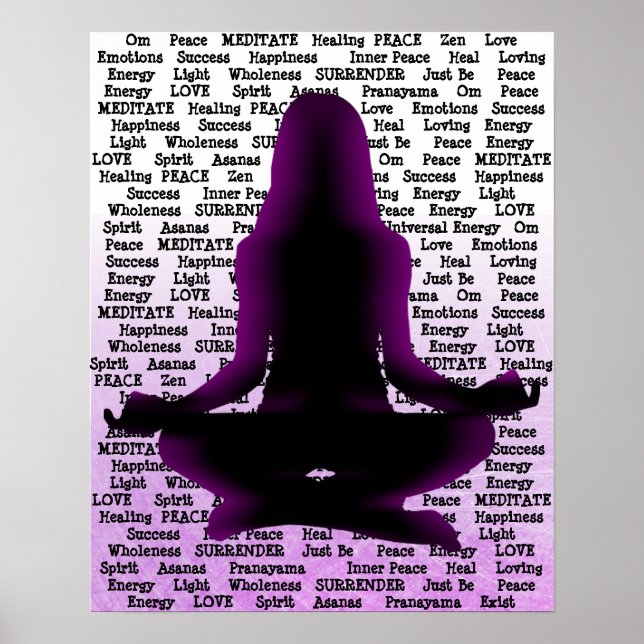 Purple Woman Meditating Yoga Poster (Front)