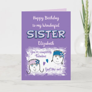 Purple Wonderful Sister with name Card