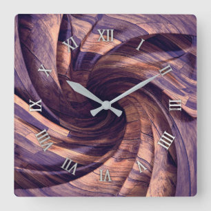 Purple wood design wall clock