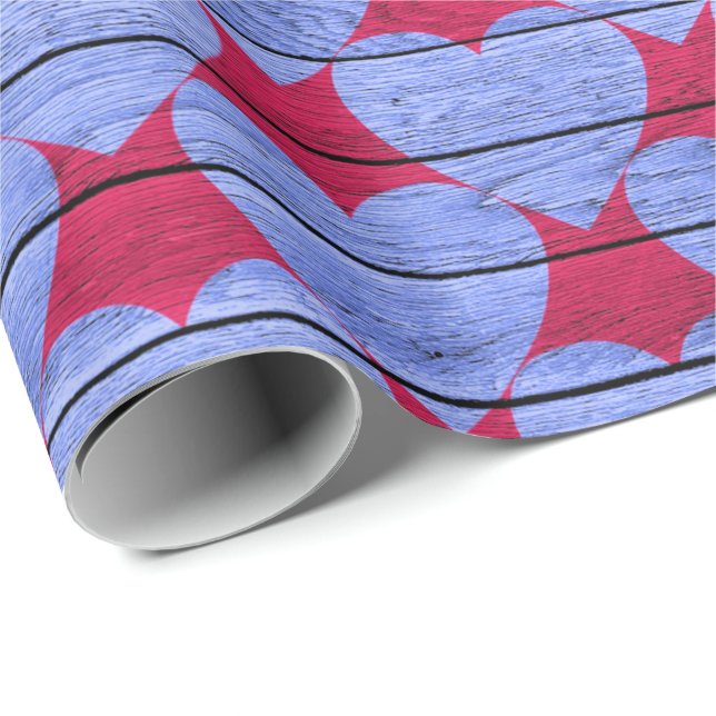 Purple Wood Heart Pattern Wrapping Paper (Roll Corner)