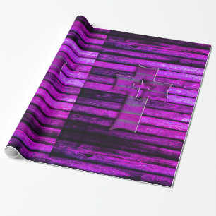 Purple Wooden Cross Wrapping Paper
