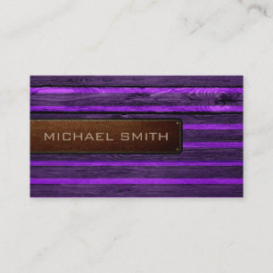 Purple Wooden Elegant Leather Look Business Card