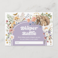 Purple Woodland Animals Floral Diaper Raffle Baby