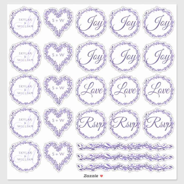 Purple Woodsy Wedding Assortment 1 Die Cut Vinyl (Sheet)