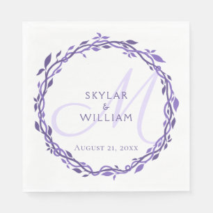 Purple Woodsy Wedding Ultra Violet Chic Wreath Napkin