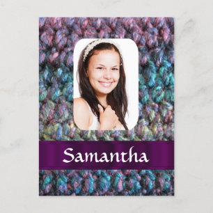 Purple wool photo template postcard