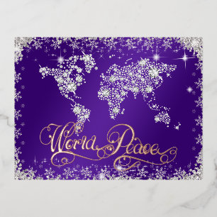 Purple World Peace Diamonds  Foil Holiday Postcard