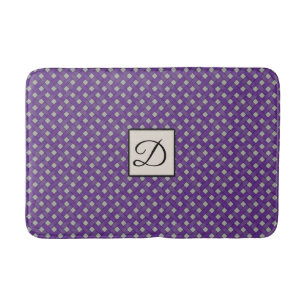 Purple Woven Rattan on Custom Colour with Monogram Bath Mat