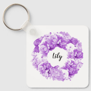 Purple Wreath Personalised Bridesmaid Keychain