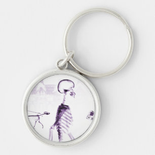 Purple X-Ray Skeleton City Scene Key Ring
