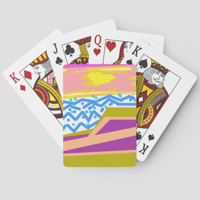 Purple Yacht Blue Waves Classic Playing Cards (Back)