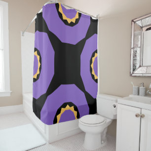 Purple Yellow Black Geo Shower Curtain