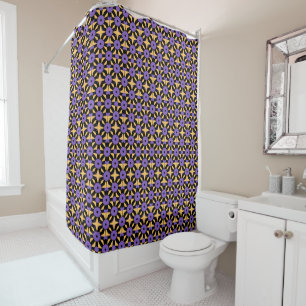 Purple Yellow Black Geo Shower Curtain