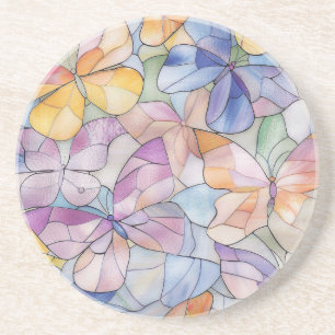 Purple Yellow Blue Butterflies Coaster