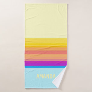 Purple Yellow Blue Stripes Bath Towel