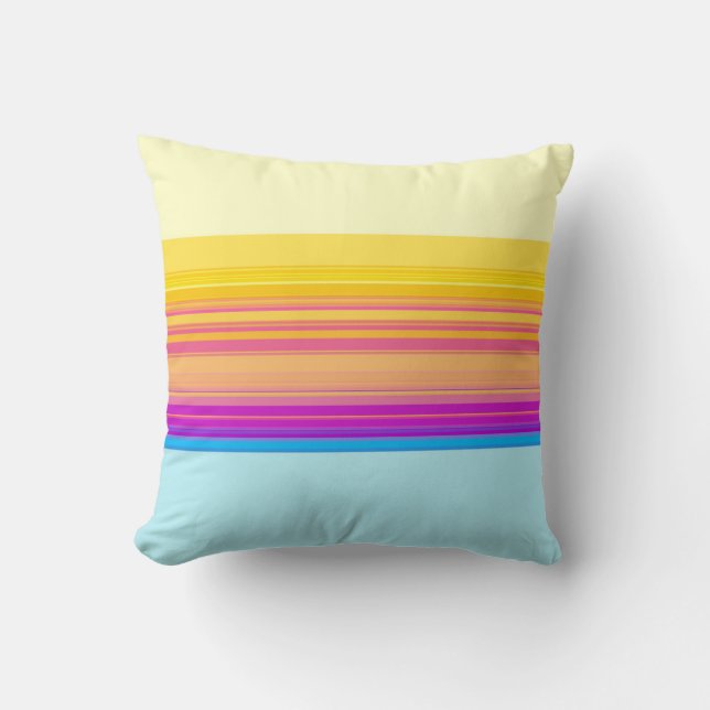 Purple Yellow Blue Stripes Cushion (Front)