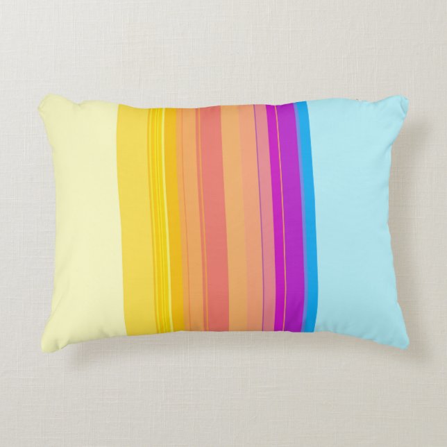 Purple Yellow Blue Stripes Decorative Cushion (Front)