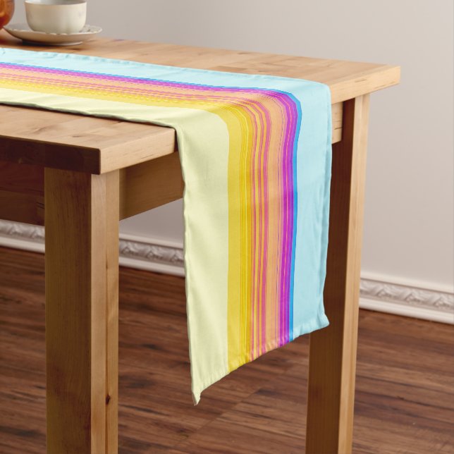 Purple Yellow Blue Stripes Short Table Runner (In Situ)