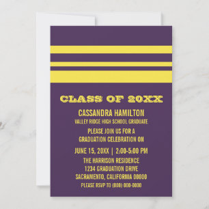 Purple/Yellow Bold Stripe Graduation Invite