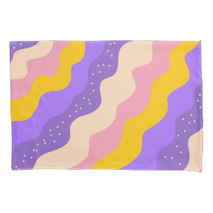 Purple Yellow Celestial Stripe Groovy Abstract Pillowcase