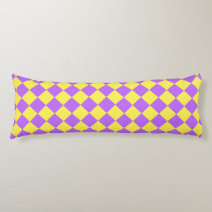 Purple Yellow Chequered Diamond Pattern  Body Cushion