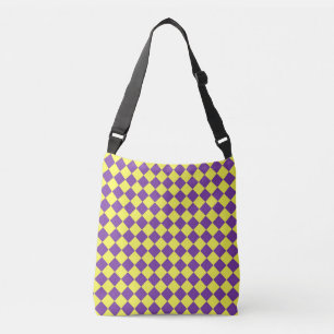 Purple Yellow Chequered Diamond Pattern Crossbody Bag