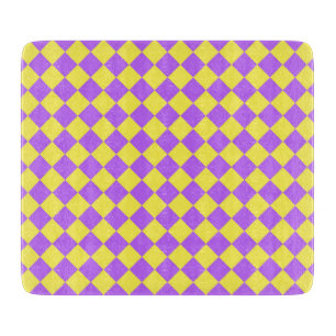 Purple Yellow Chequered Diamond Pattern Cutting Board