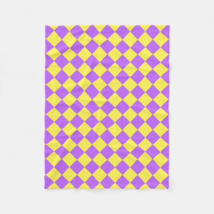 Purple Yellow Chequered Diamond Pattern  Fleece Blanket