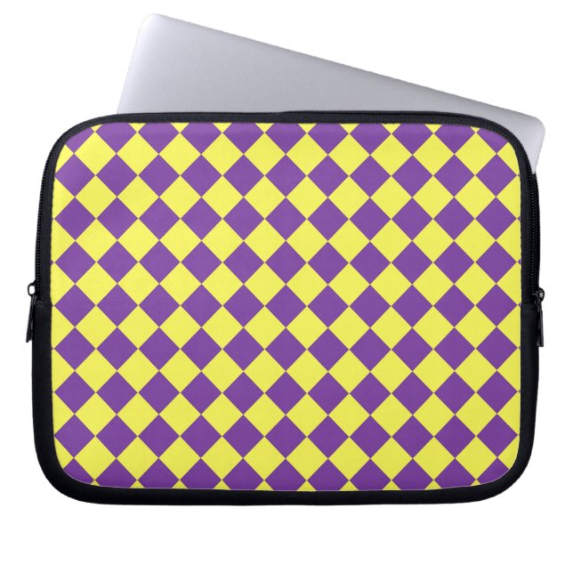 Purple Yellow Chequered Diamond Pattern  Laptop Sleeve (Front)