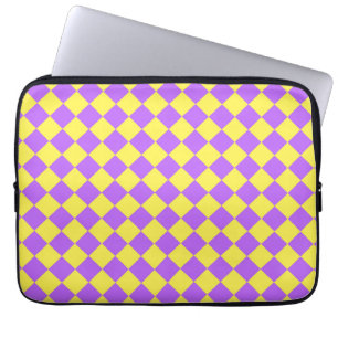 Purple Yellow Chequered Diamond Pattern  Laptop Sleeve