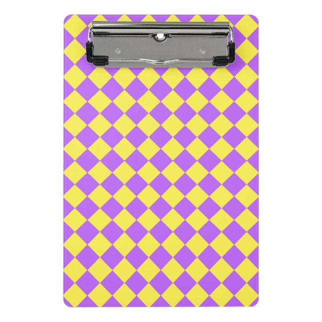 Purple Yellow Chequered Diamond Pattern  Mini Clipboard (Front)