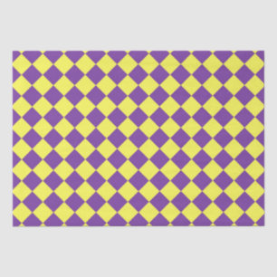 Purple Yellow Chequered Diamond Pattern Tissue Paper