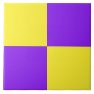 Purple Yellow Chequered Pattern Ceramic Tile