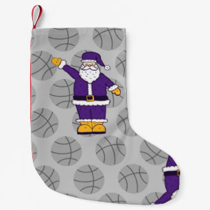 purple yellow christmas basketball santa claus small christmas stocking